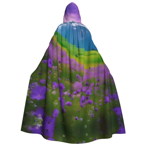Unisex Erwachsene Halloween Kapuzenumhang - Natur Lila Blumen Wiese Berg Scenic Full Print Kostüm Umhang für Partys, Karneval, Comic Ausstellungen Unisex Erwachsene Halloween Kapuzenumhang - Natur Lila Blumen Wiese Berg Scenic Full Print Kostüm Umhang für Partys, Karneval, Comic Ausstellungen von LLOTPQ