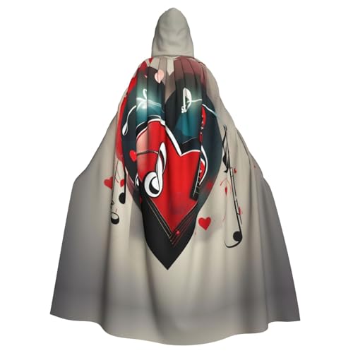 Unisex Erwachsene Halloween Kapuzenumhang - Treble Love und Musik Volldruck Kostüm Umhang für Cosplay, Party und Themenveranstaltungen Unisex Erwachsene Halloween Kapuzenumhang - Treble Love und Musik Volldruck Kostüm Umhang für Cosplay, Party und Themenveranstaltungen von LLOTPQ