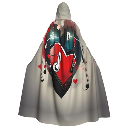 Unisex Erwachsene Halloween Kapuzenumhang - Treble Love und Musik Volldruck Kostüm Umhang für Partys, Karneval, Comic Ausstellungen Unisex Erwachsene Halloween Kapuzenumhang - Treble Love und Musik Volldruck Kostüm Umhang für Partys, Karneval, Comic Ausstellungen von LLOTPQ