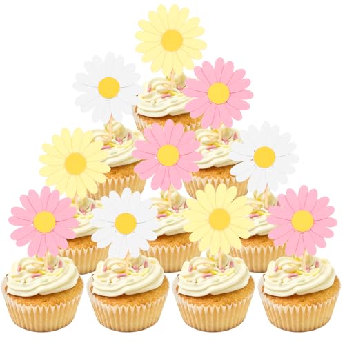 24 Stück Tortendeko,Gänseblümchen Cupcake Topper,Mehrfarbig Blumen Cupcake Topper,Muffin Deko,für Chrysantheme Thema Baby Dusche Hochzeit Geburtstag Party Kuchen Dekoration 24 Stück Tortendeko,Gänseblümchen Cupcake Topper,Mehrfarbig Blumen Cupcake Topper,Muffin Deko,für Chrysantheme Thema Baby Dusche Hochzeit Geburtstag Party Kuchen Dekoration von LLOUSSAK