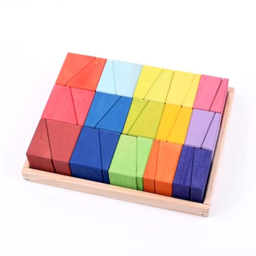 LLTCMYGS Bunte trapezförmige Bausteine, Montessori Holz Baustein Spielzeug LLTCMYGS Bunte trapezförmige Bausteine, Montessori Holz Baustein Spielzeug von LLTCMYGS