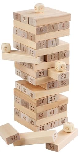 LLTCMYGS Kinder Holz Jenga BAU Turm Spielzeug, Kinder Zeichnen Holzblock Spiel Interaktive Requisiten,48 medium von LLTCMYGS