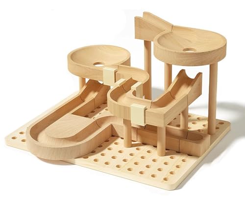 LLTCMYGS Kinder Holz Kugelbahn Spielzeug Set, pädagogisches Spleißen Rutsche Rampe Baustein Spielzeug von LLTCMYGS