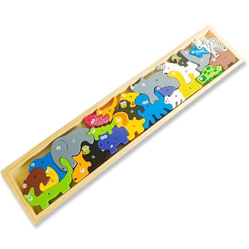 LLTCMYGS Kinder Holz Long Block Puzzle Spielzeug, Montessori Säugling Tier Bausteine Früherziehung AIDS,Animal a von LLTCMYGS