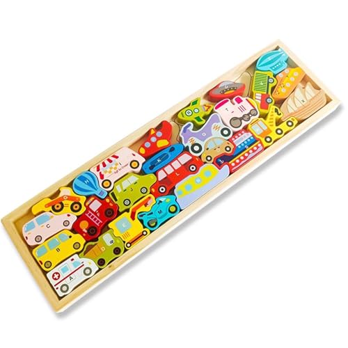 LLTCMYGS Kinder Holz Long Block Puzzle Spielzeug, Montessori Säugling Tier Bausteine Früherziehung AIDS,Transportation von LLTCMYGS