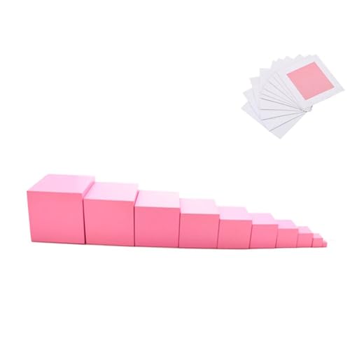 LLTCMYGS Kinder Pink Tower Teaching AIDS, Montessori Kindergarten Bausteine Sensorisches Spielzeug,Set and Projection Card von LLTCMYGS