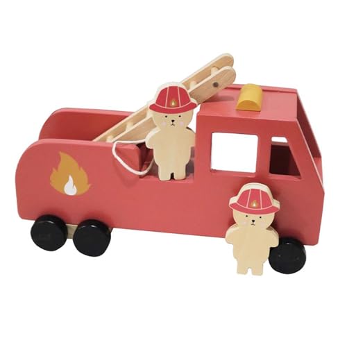 LLTCMYGS Montessori Feuerwehrauto aus Holz, Feuerwehrauto mit 2 Feuerwehrmann-Spielfiguren LLTCMYGS Montessori Feuerwehrauto aus Holz, Feuerwehrauto mit 2 Feuerwehrmann-Spielfiguren von LLTCMYGS