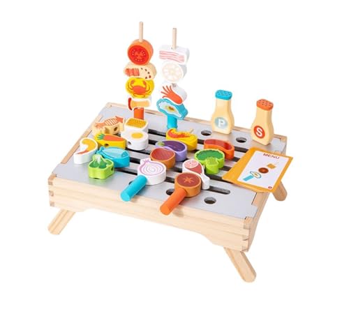 LLTCMYGS Montessori Holz Grillspielzeug, Spielzeug Essen und Grillwerkzeuge, Küchenspiele LLTCMYGS Montessori Holz Grillspielzeug, Spielzeug Essen und Grillwerkzeuge, Küchenspiele von LLTCMYGS