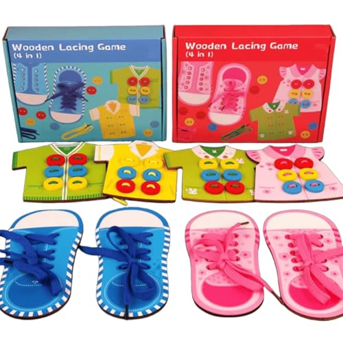 LLTCMYGS Montessori Holzspielzeug mit String-Through, Lehrmittel zum Anziehen und Binden von Schnürsenkeln LLTCMYGS Montessori Holzspielzeug mit String-Through, Lehrmittel zum Anziehen und Binden von Schnürsenkeln von LLTCMYGS