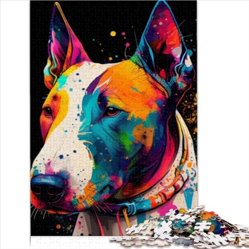 LLUCH 1000-teiliges Puzzle für Erwachsene Bullterrier buntes Holz-Puzzle 1000 Teile (75 x 50 cm) von LLUCH