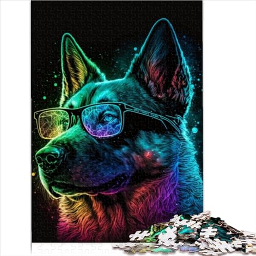 Puzzles Neonbrille Hund 300 Teile Puzzles für Erwachsene Holzpuzzles Geeignet für Erwachsene und über 12 Jahre 300 Stück (40 x 28 cm) von LLUCH