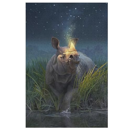 Puzzle Für Kinder, Rhinozeros -Puzzles Für Erwachsene, 1000-teiliges Holzpuzzle Für Jugendliche, Tolles 78×53cm Puzzle Für Kinder, Rhinozeros -Puzzles Für Erwachsene, 1000-teiliges Holzpuzzle Für Jugendliche, Tolles 78×53cm von LLXXHH