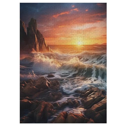 Puzzles Für Erwachsene Sonnenuntergang, 300 Teile, Puzzle Aus Holz Für Erwachsene Und Kinder Ab 12 Jahren, Lernspielzeug 42×30cm von LLXXHH