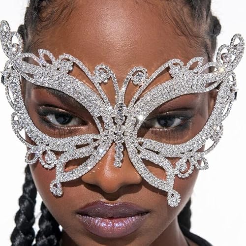 LMAHAP Atemberaubende Strass Schmetterling Maske für Gesicht Frauen Givrls Kopf Modische Qualität Halloween Karneval Masken Geschenk von LMAHAP