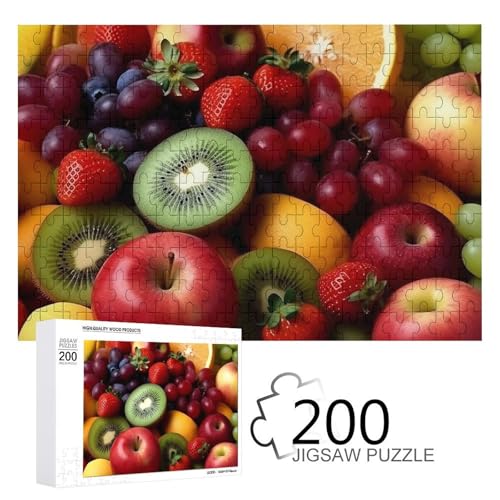 Puzzle 200 Teile Personalisiertes Frisches Obst und Gemüse Puzzle für Erwachsene Haustier Puzzle Holzbild Puzzle Herausforderndes Puzzle mit Aufbewahrungstasche Familientreffen Puzzle für von LMNGH