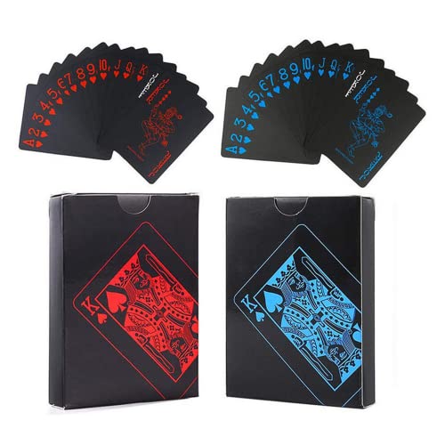 LMOOON 2 Decks Schwarze Spielkarten PVC Kunststoff-Karten Poker Kartenspiel, wasserdichte Spielkarten Verwendung für Party und Spiel von LMOOON