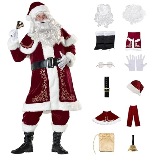 LMRHT Weihnachtsmannkostüm Deluxe Weihnachtsmann-Kostüm-Set for Damen und Herren, aus Samt, for Weihnachten, Party, Cosplay, Weihnachten, Weihnachtsmann-Anzug Santa Claus(4XL,Men) von LMRHT