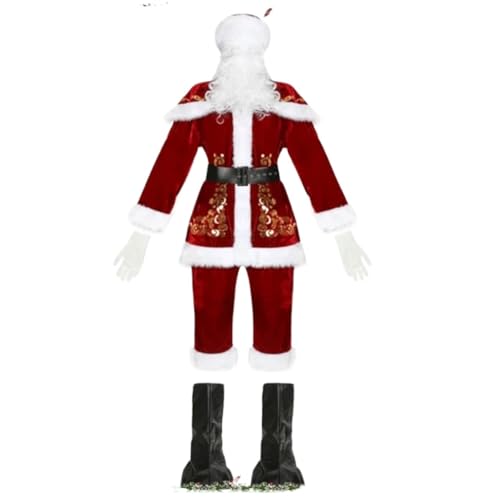 LMRHT Weihnachtsmannkostüm Rote Deluxe-Samt-Weihnachtskostüme, Familienpaare, Weihnachtsmann-Kostüme, Cosplay, Weihnachtskleidung, Erwachsenenkleid, Damen-Set Santa Claus(XXXL,Men's suit) von LMRHT