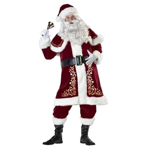 LMRHT Weihnachtsmannkostüm Weihnachts-Cosplay-Kostüm, Performance-Kleidung for Erwachsene, Männer und Frauen, Weihnachtsmann-Kleidung for Paare Santa Claus(XXXL,Men with beard) von LMRHT