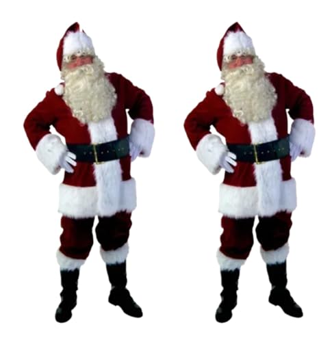 LMRHT Weihnachtsmannkostüm Weihnachts-Cosplay-Kostüm, Performance-Kleidung for Erwachsene, Männer und Frauen, Weihnachtsmann-Kleidung for Paare Santa Claus(XXXL,Men without beard) von LMRHT