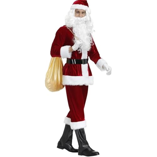 LMRHT Weihnachtsmannkostüm Weihnachtsmann-Cosplay-Kostüm, luxuriöses klassisches Gold-Samt-Kostüm, Weihnachtsfeier-Kostüme, Unisex-Outfit, Neujahrsparty, Rollenspiel Santa Claus(XXXL,A) von LMRHT