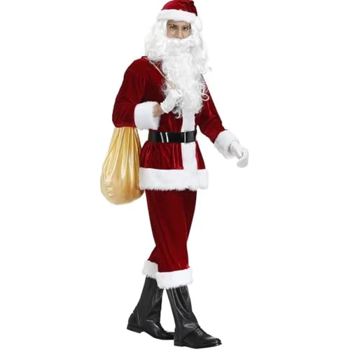 LMRHT Weihnachtsmannkostüm Weihnachtsmann-Cosplay-Kostüm, luxuriöses klassisches Gold-Samt-Kostüm, Weihnachtsfeier-Kostüme, Unisex-Outfit, Neujahrsparty, Rollenspiel Santa Claus(XXXL,A) von LMRHT