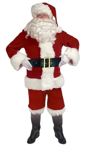 LMRHT Weihnachtsmannkostüm Weihnachtsmann-Cosplay-Kostüm, luxuriöses klassisches Gold-Samt-Kostüm, Weihnachtsfeier-Kostüme, Unisex-Outfit, Neujahrsparty, Rollenspiel Santa Claus(XXXL,C) von LMRHT