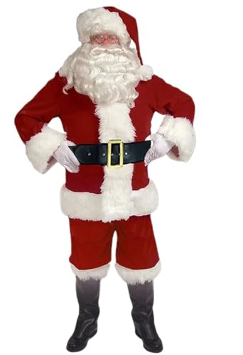 LMRHT Weihnachtsmannkostüm Weihnachtsmann-Cosplay-Kostüm, luxuriöses klassisches Gold-Samt-Kostüm, Weihnachtsfeier-Kostüme, Unisex-Outfit, Neujahrsparty, Rollenspiel Santa Claus(XXXL,C) von LMRHT