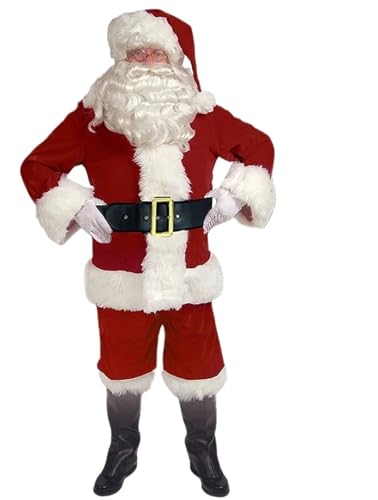 LMRHT Weihnachtsmannkostüm Weihnachtsmann-Cosplay-Kostüm, luxuriöses klassisches Samtkostüm, Weihnachtsfeier-Kostüme, Unisex-Outfit, Neujahrsparty, Rollenspiel Santa Claus(XXXL,C) von LMRHT