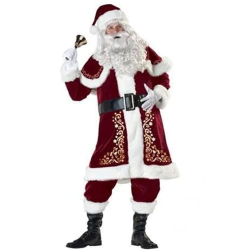 LMRHT Weihnachtsmannkostüm Weihnachtsmann-Kostüm, Weihnachten, 12-teilig, Deluxe-Samt-Weihnachtsmann-Anzug for Erwachsene, Teenager, Übergröße Santa Claus(4XL,A) von LMRHT