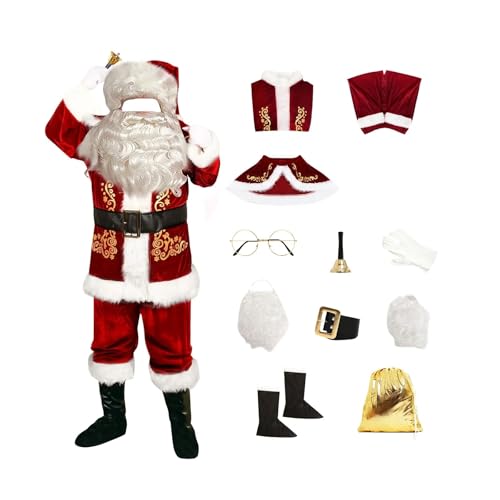 LMRHT Weihnachtsmannkostüm Weihnachtsmann-Kostüm-Set mit goldenen Geschenktüten Santa Claus(L) von LMRHT