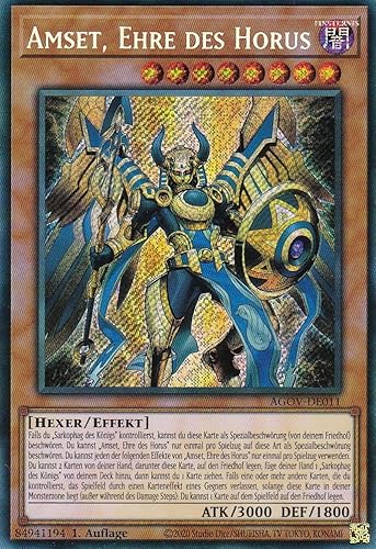 AGOV-DE011 - Amset, Ehre des Horus - Secret Rare - 1. Auflage - DEUTSCH - Age of Overlord - mit LMS Trading Fieldcenter-Karte Yugioh von LMS Trading