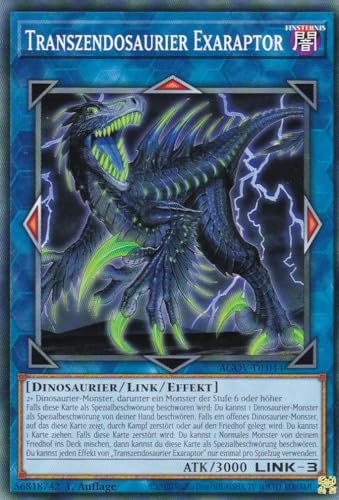 AGOV-DE044 - Transzendosaurier Exaraptor - Common - 1. Auflage - DEUTSCH - Age of Overlord - mit LMS Trading Fieldcenter-Karte Yugioh von LMS Trading