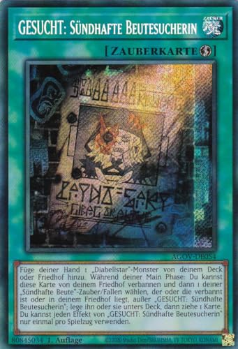 AGOV-DE054 - GESUCHT: Sündhafte Beutesucherin - Secret Rare - 1. Auflage - DEUTSCH - Age of Overlord - mit LMS Trading Fieldcenter-Karte Yugioh von LMS Trading