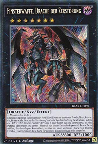 BLAR-DE050 - Finsterwaffe, Drache der Zerstörung - Secret Rare - 1. Auflage - Deutsch - Battles of Legend: Armageddon - mit LMS Trading Fieldcenter-Karte Yugioh von LMS Trading