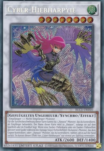 BLC1-DE010 - Cyber-Hiebharpyie - Secret Rare - 1. Auflage - DEUTSCH - Battles of Legends: Chapter 1 - mit LMS Trading Fieldcenter-Karte Yugioh von LMS Trading