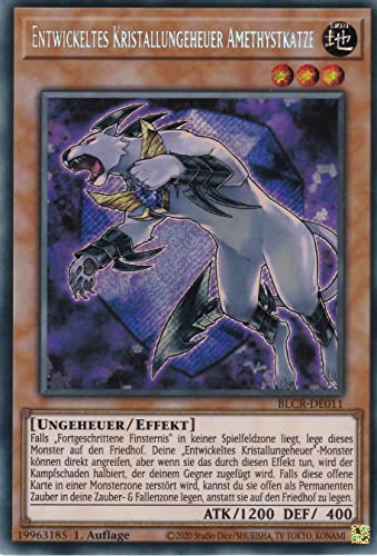 BLCR-DE011 - Entwickeltes Kristallungeheuer Amethystkatze - Secret Rare - 1. Auflage - Deutsch - Battles of Legend: Crystal Revenge - mit LMS Trading Fieldcenter-Karte Yugioh von LMS Trading