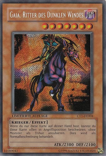 CT1-DE004 - Gaia, Ritter des Dunklen Windes - Secret Rare - Deutsch - Collector's Tins 2004 - mit LMS Trading Fieldcenter-Karte Yugioh von LMS Trading