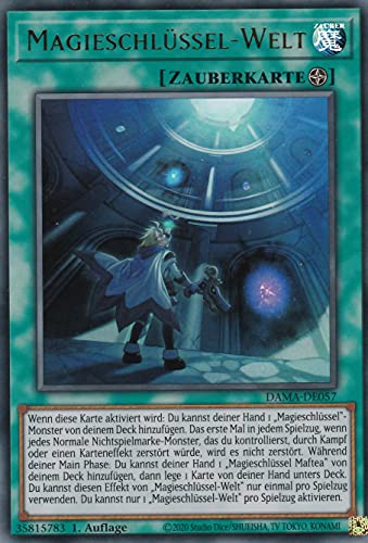 DAMA-DE057 - Magieschlüssel-Welt - Ultra Rare - 1. Auflage - Deutsch - Dawn of Majesty - mit LMS Trading Fieldcenter-Karte Yugioh von LMS Trading