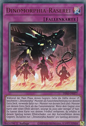 DIFO-DE077 - Dinomorphia-Raserei - Ultra Rare - 1. Auflage - Deutsch - Dimension Force - mit LMS Trading Fieldcenter-Karte Yugioh von LMS Trading