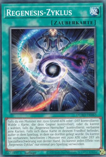 DUAD-DE063 - Regenesis-Zyklus - Common - Deutsch - 1. Auflage - Duelist's Advance -mit LMS Trading Fieldcenter-Karte Yugioh DUAD-DE063 - Regenesis-Zyklus - Common - Deutsch - 1. Auflage - Duelist's Advance -mit LMS Trading Fieldcenter-Karte Yugioh von LMS Trading