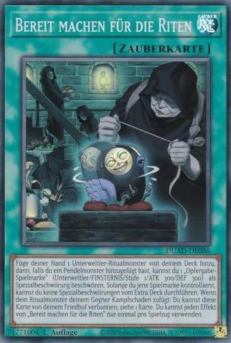 DUAD-DE086 - Bereit Machen für die Riten - Super Rare - Deutsch - 1. Auflage - Duelist's Advance -mit LMS Trading Fieldcenter-Karte Yugioh DUAD-DE086 - Bereit Machen für die Riten - Super Rare - Deutsch - 1. Auflage - Duelist's Advance -mit LMS Trading Fieldcenter-Karte Yugioh von LMS Trading