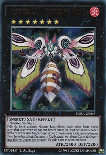 DUSA-DE013 - Nummer 28: Titanische Motte - Ultra Rare - Deutsch - Duelist Saga - mit LMS Trading Fieldcenter-Karte Yugioh von LMS Trading