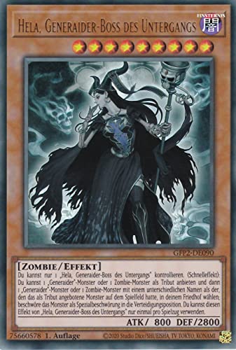 GFP2-DE090 - Hela, Generaider-Boss des Untergangs - Ultra Rare - 1. Auflage - Deutsch - Ghost from The Past II The Second Hunting - mit LMS Trading Fieldcenter-Karte Yugioh von LMS Trading