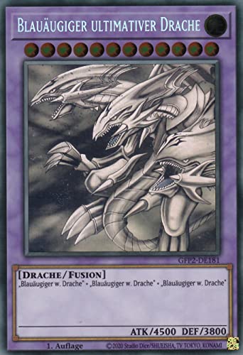 GFP2-DE181 - Blauäugiger Ultimativer Drache - Ghost Rare - 1. Auflage - Deutsch - Ghost from The Past II The Second Hunting - mit LMS Trading Fieldcenter-Karte Yugioh von LMS Trading