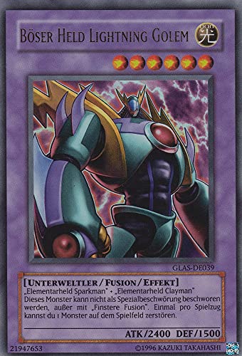 GLAS-DE039 - Böser Held Lightning Golem - Ultra Rare - Deutsch - Gladiator's Assault - mit LMS Trading Fieldcenter-Karte Yugioh von LMS Trading