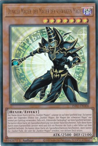 INFO-DE006 - Dunkler Magier, der Magier der Schwarzen Magie - Ultra Rare - Deutsch - 1. Auflage - The Infinite Forbidden - mit LMS Trading Fieldcenter-Karte Yugioh von LMS Trading