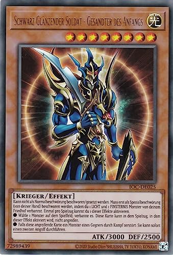 IOC-DE025 - Schwarz Glänzender Soldat - Gesandter des Anfangs - Ultra Rare - Reprint - Deutsch - Invasion of Chaos (25th Anniversary Edition) - mit LMS Trading Fieldcenter-Karte Yugioh von LMS Trading