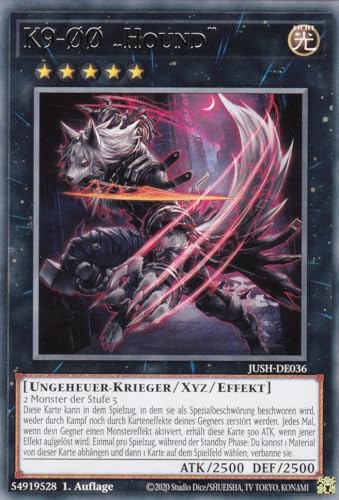 JUSH-DE036 - K9-ØØ „Hound“ - Rare - Deutsch - 1. Auflage - Justice Hunters - mit LMS Trading Fieldcenter-Karte Yugioh - Sammelkarte - TCG - Original JUSH-DE036 - K9-ØØ „Hound“ - Rare - Deutsch - 1. Auflage - Justice Hunters - mit LMS Trading Fieldcenter-Karte Yugioh - Sammelkarte - TCG - Original von LMS Trading