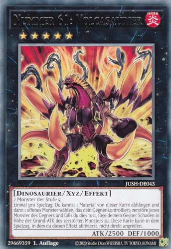 JUSH-DE043 - Nummer 61: Volcasaurier - Rare - Deutsch - 1. Auflage - Justice Hunters - mit LMS Trading Fieldcenter-Karte Yugioh - Sammelkarte - TCG - Original JUSH-DE043 - Nummer 61: Volcasaurier - Rare - Deutsch - 1. Auflage - Justice Hunters - mit LMS Trading Fieldcenter-Karte Yugioh - Sammelkarte - TCG - Original von LMS Trading